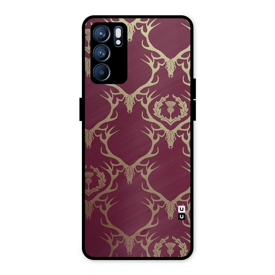 Golden Bull Design Metal Back Case for Oppo Reno6 5G