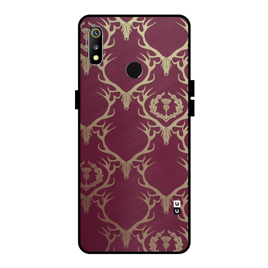 Golden Bull Design Metal Back Case for Realme 3i