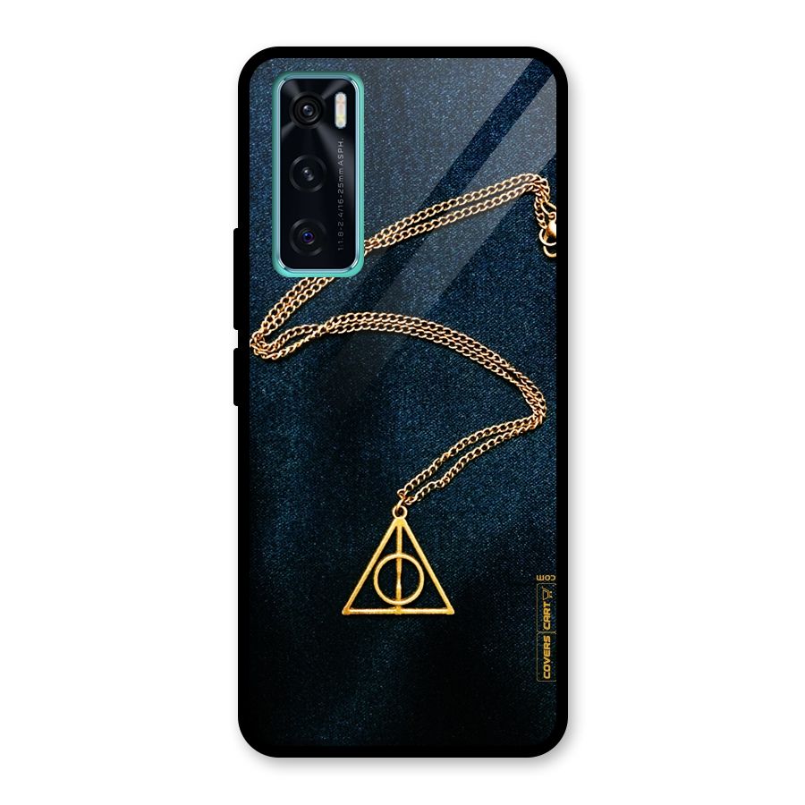 Golden Chain Glass Back Case for Vivo V20 SE
