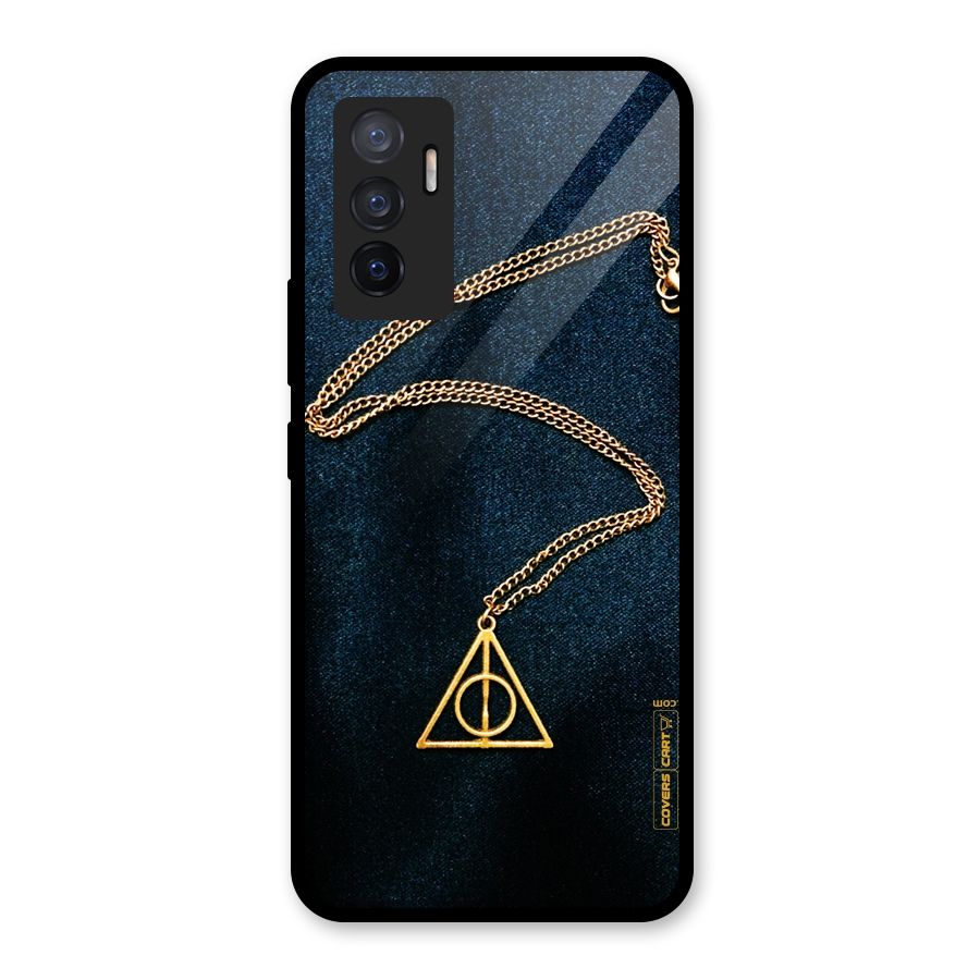 Golden Chain Glass Back Case for Vivo V23e