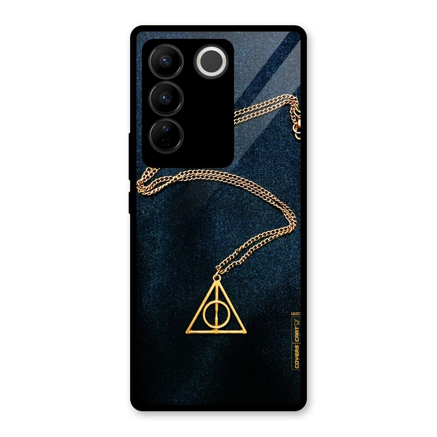 Golden Chain Glass Back Case for Vivo V27 Pro