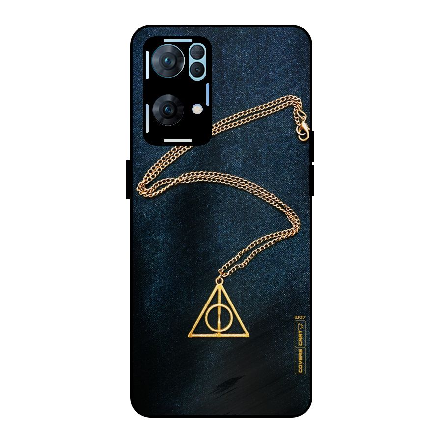 Golden Chain Metal Back Case for Oppo Reno7 Pro 5G