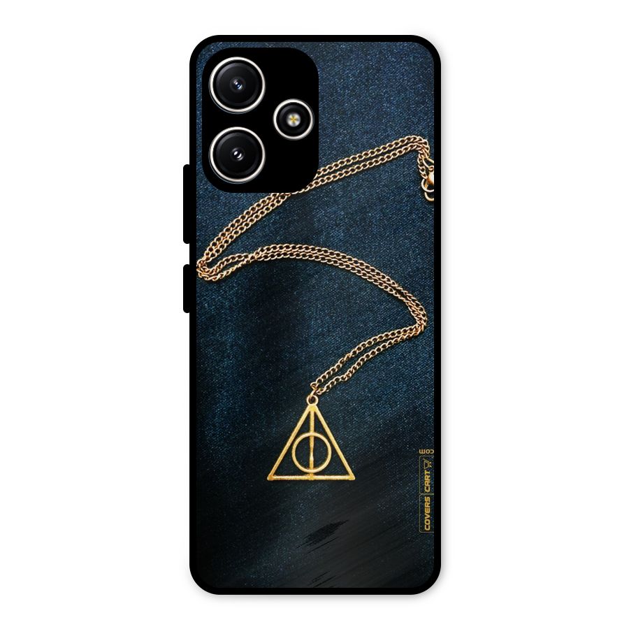 Golden Chain Metal Back Case for Poco M6 Pro