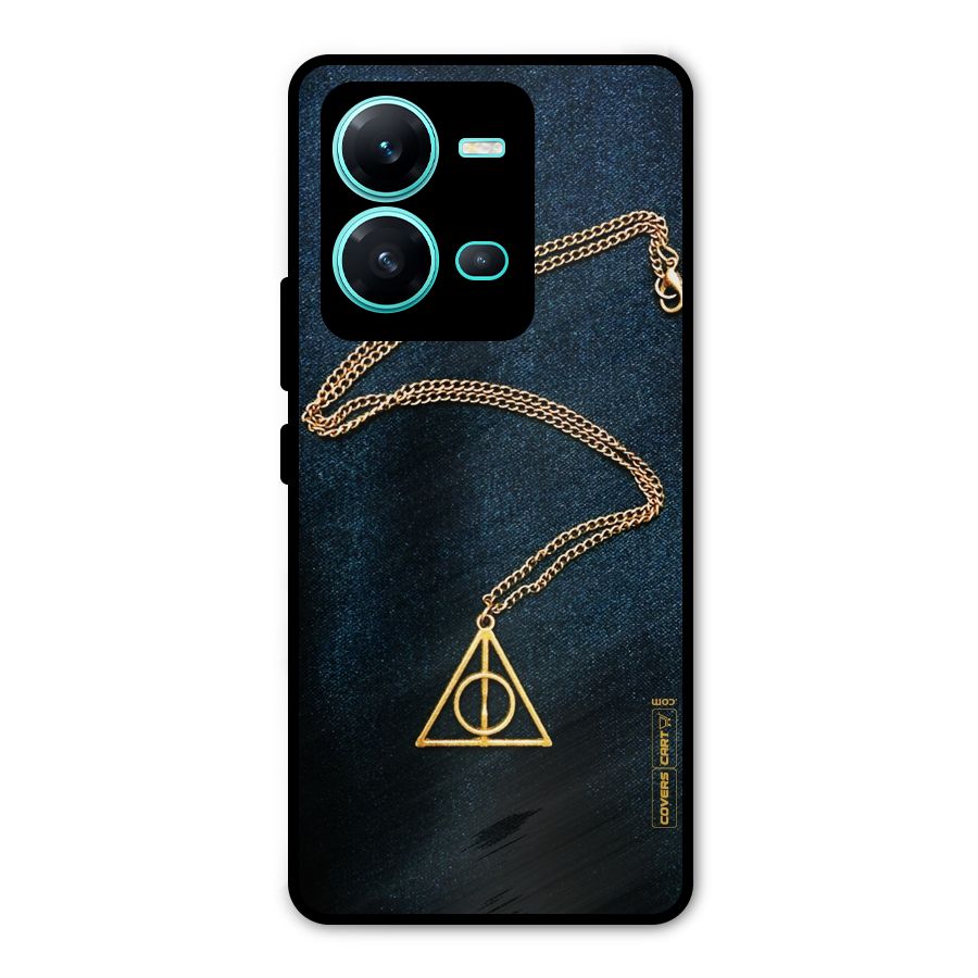 Golden Chain Metal Back Case for Vivo V25