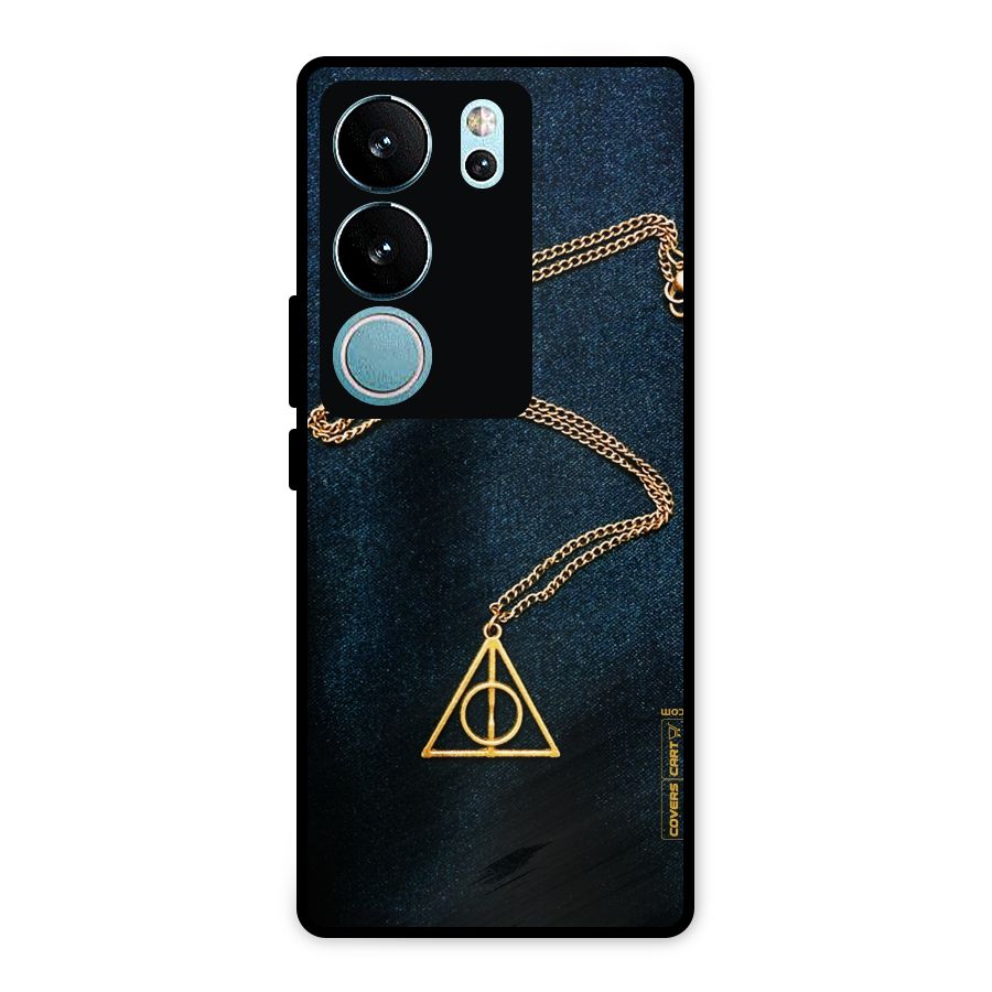 Golden Chain Metal Back Case for Vivo V29 Pro