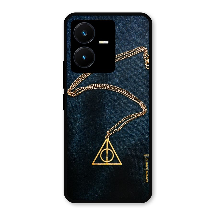 Golden Chain Metal Back Case for Vivo Y22