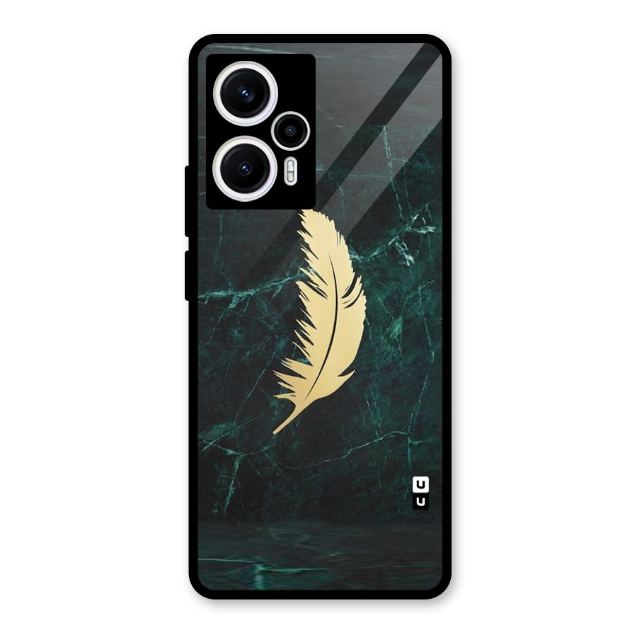 Golden Feather Glass Back Case for Poco F5