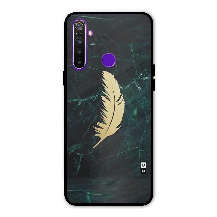 Golden Feather Glass Back Case for Realme 5s