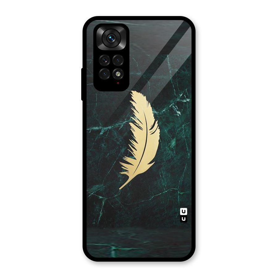 Golden Feather Glass Back Case for Redmi Note 11S