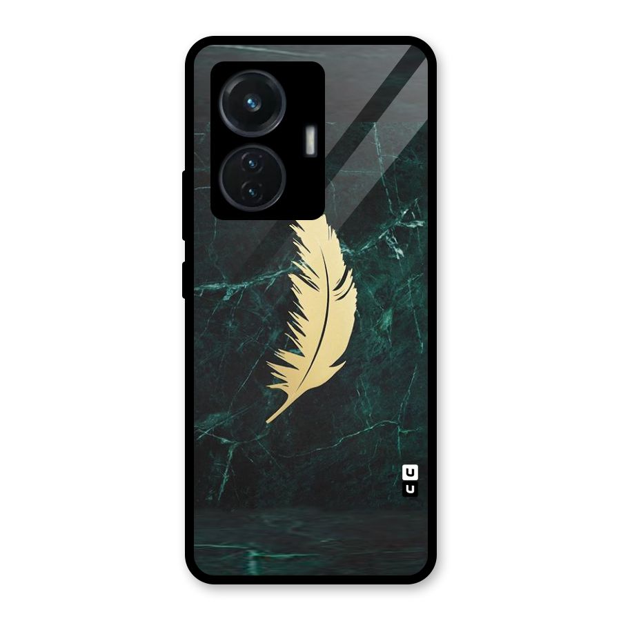 Golden Feather Glass Back Case for Vivo T1 44W