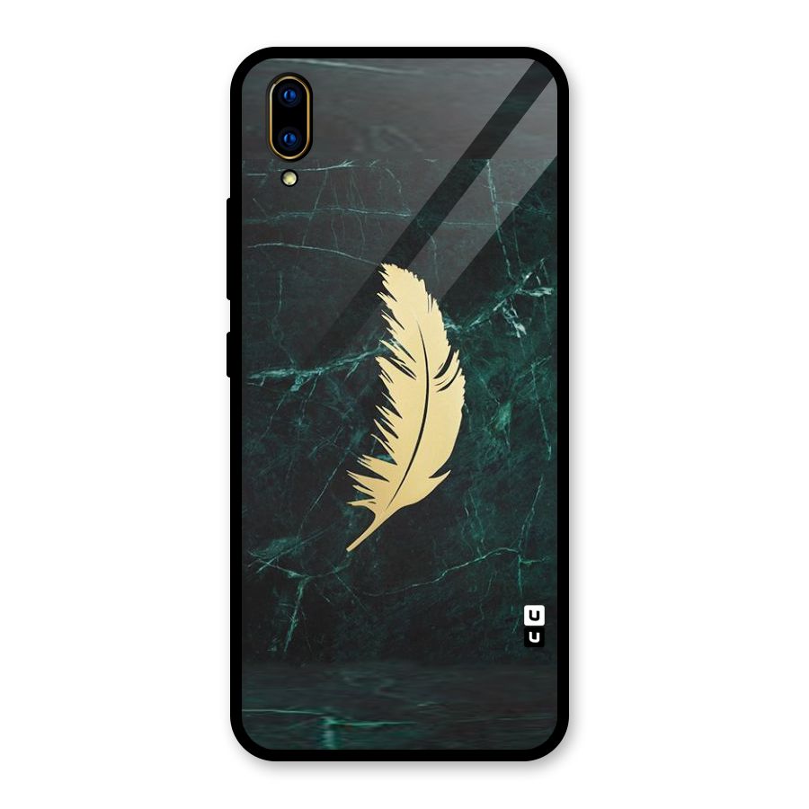 Golden Feather Glass Back Case for Vivo V11 Pro