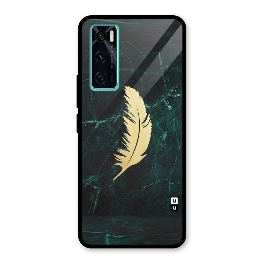 Golden Feather Glass Back Case for Vivo V20 SE