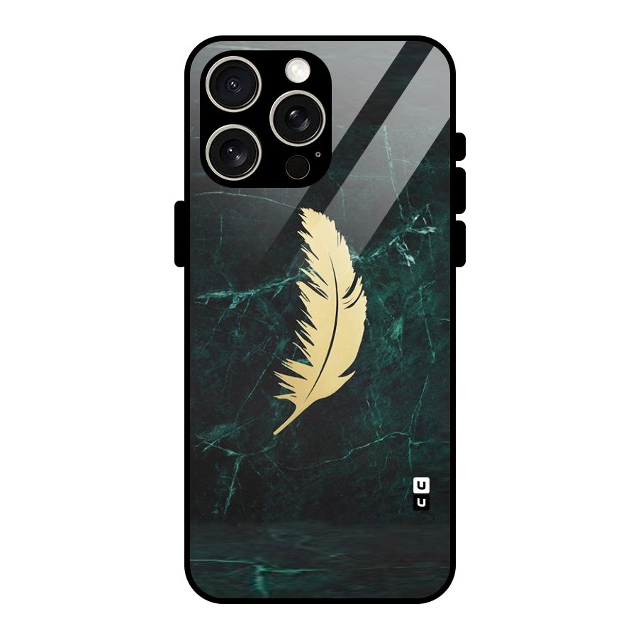 Golden Feather Glass Back Case for iPhone 15 Pro Max