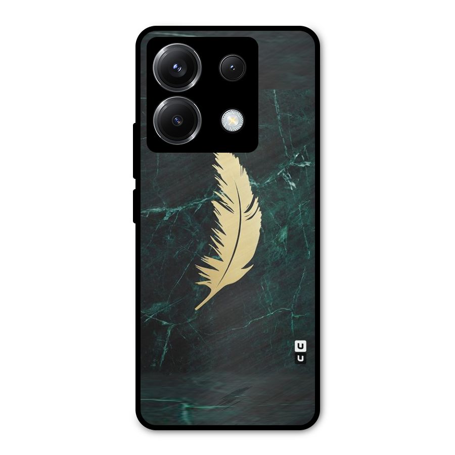 Golden Feather Metal Back Case for Poco X6