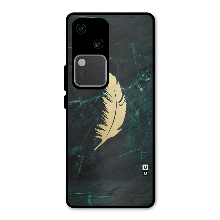 Golden Feather Metal Back Case for Vivo V30 Pro
