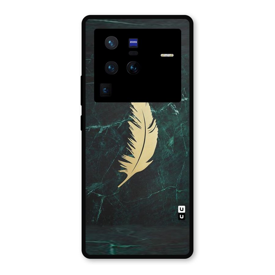 Golden Feather Metal Back Case for Vivo X80 Pro
