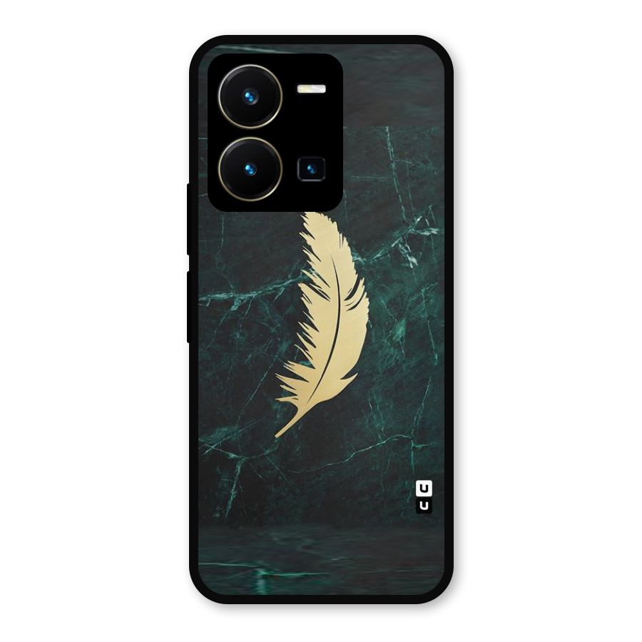 Golden Feather Metal Back Case for Vivo Y35