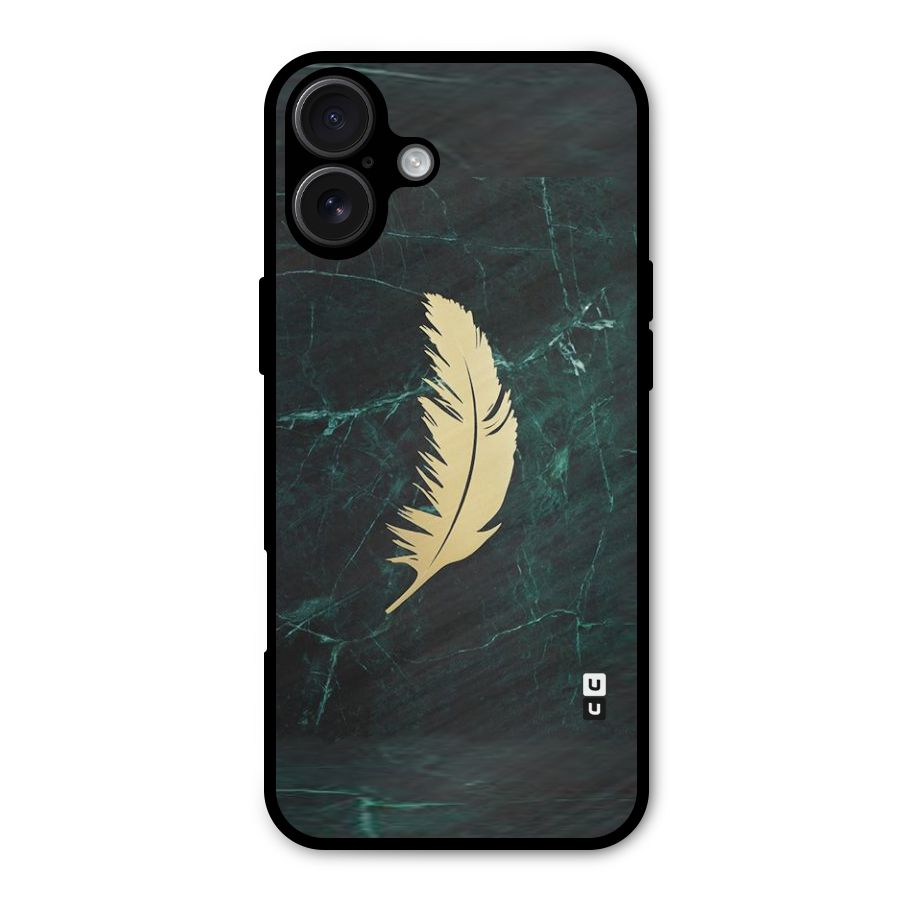 Golden Feather Metal Back Case for iPhone 16 Plus