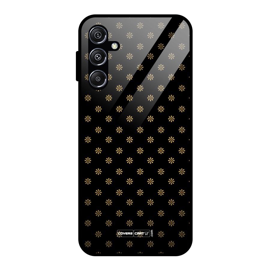 Golden Flowers Glass Back Case for Galaxy M34 5G
