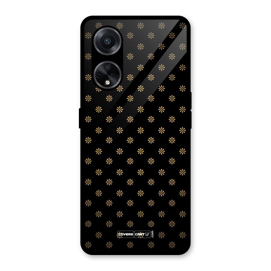 Golden Flowers Glass Back Case for Oppo F23