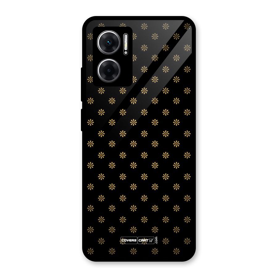 Golden Flowers Glass Back Case for Redmi 11 Prime 5G