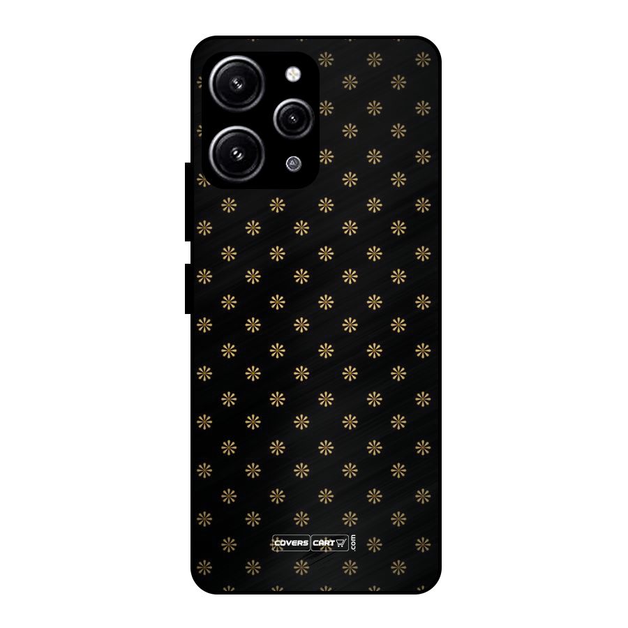 Golden Flowers Glass Back Case for Redmi 12 4G