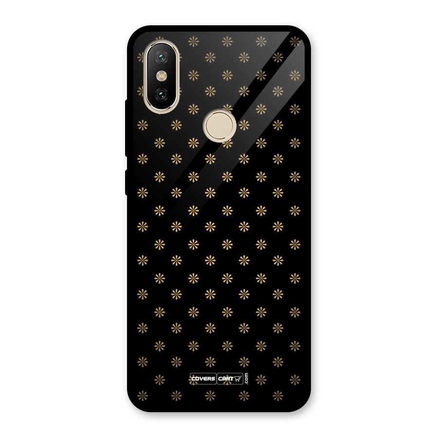 Golden Flowers Glass Back Case for Redmi A2
