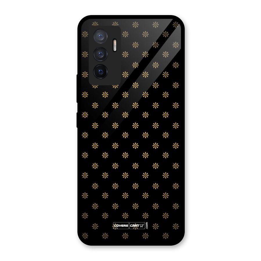 Golden Flowers Glass Back Case for Vivo V23e