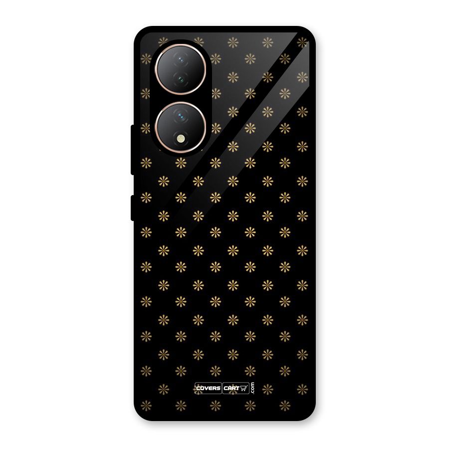 Golden Flowers Glass Back Case for Vivo Y100A