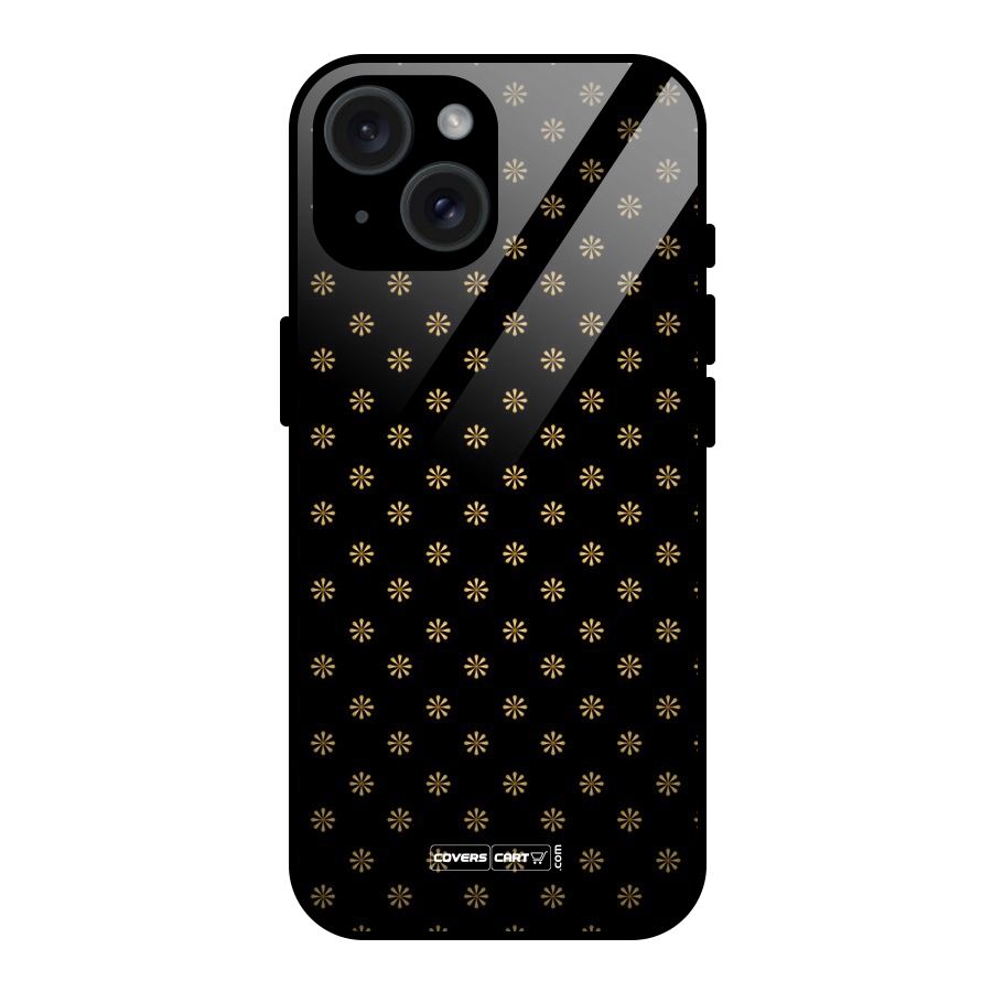 Golden Flowers Glass Back Case for iPhone 15