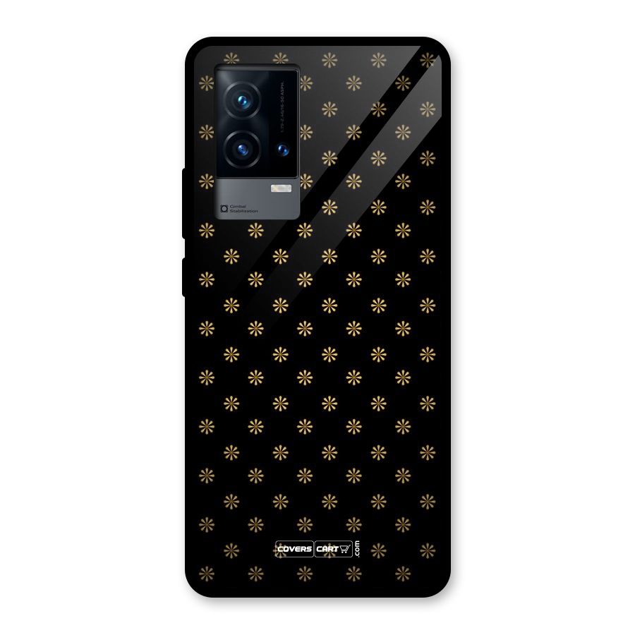 Golden Flowers Glass Back Case for iQOO 9 5G