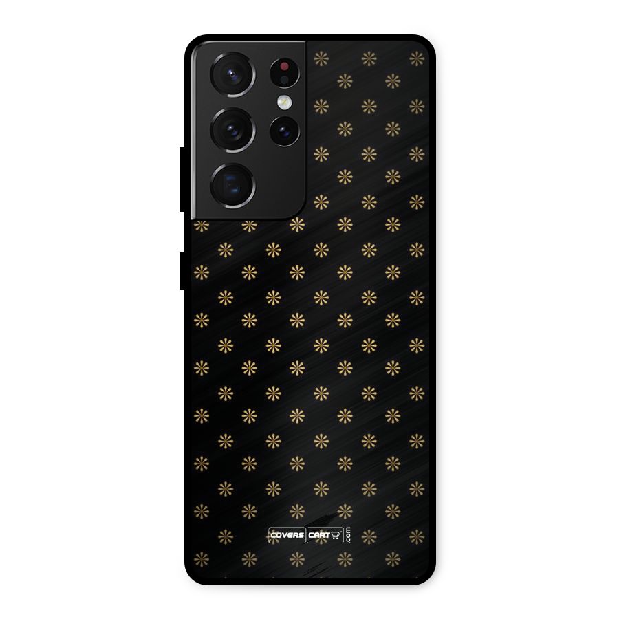 Golden Flowers Metal Back Case for Galaxy S21 Ultra 5G