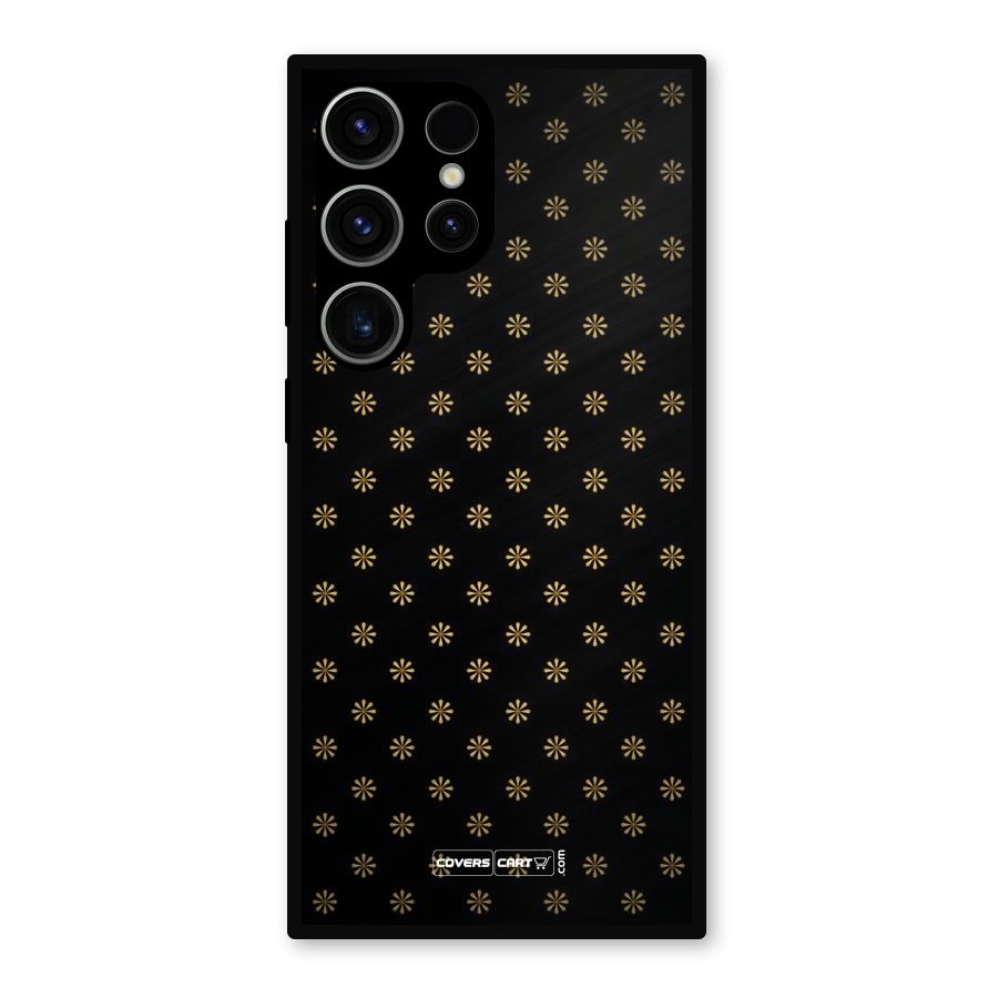 Golden Flowers Metal Back Case for Galaxy S23 Ultra