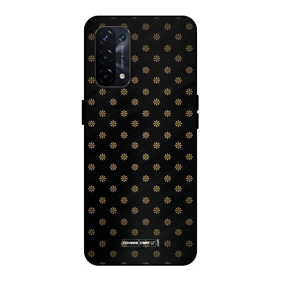 Golden Flowers Metal Back Case for Oppo A74 5G
