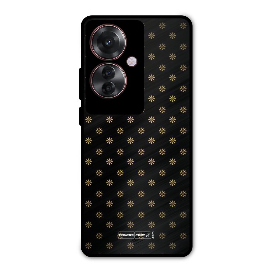 Golden Flowers Metal Back Case for Oppo F25 Pro