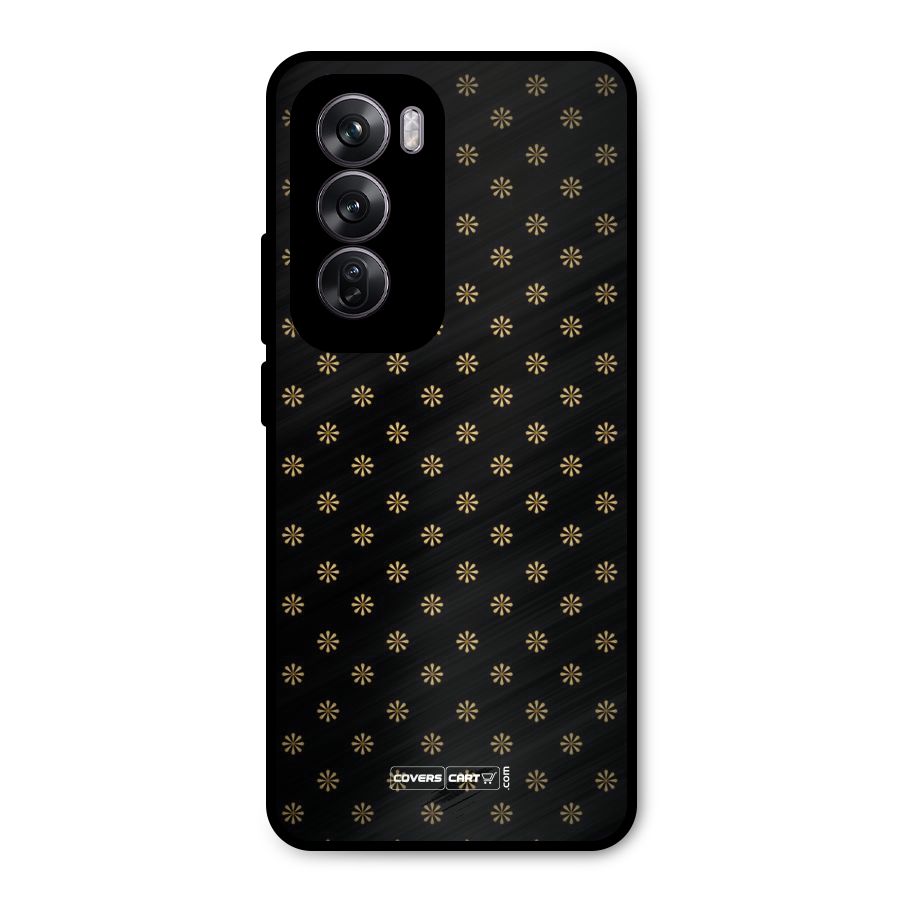 Golden Flowers Metal Back Case for Oppo Reno12 Pro