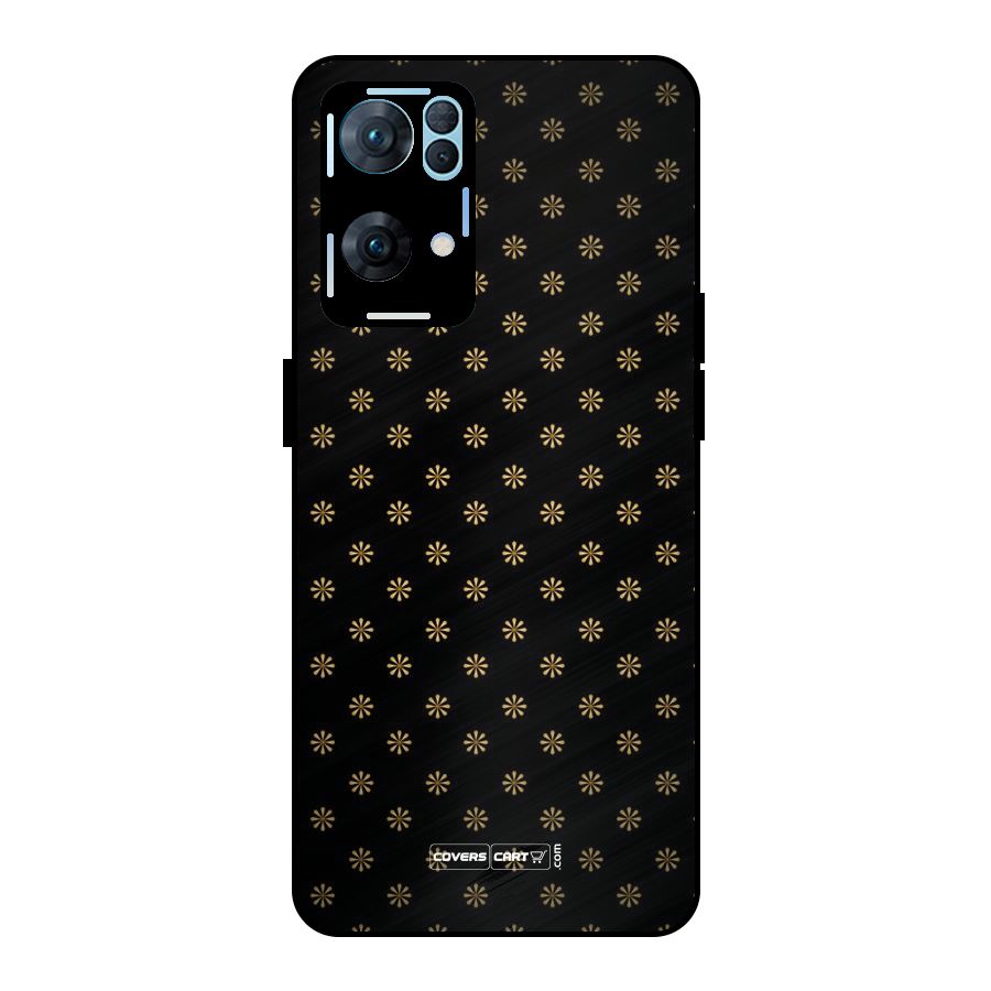 Golden Flowers Metal Back Case for Oppo Reno7 Pro 5G