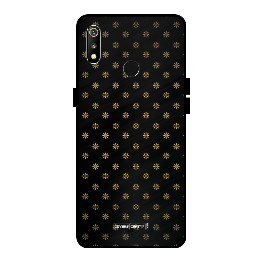 Golden Flowers Metal Back Case for Realme 3i