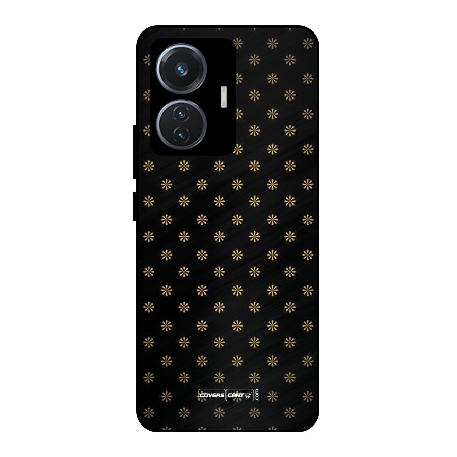 Golden Flowers Metal Back Case for Vivo T1 44W