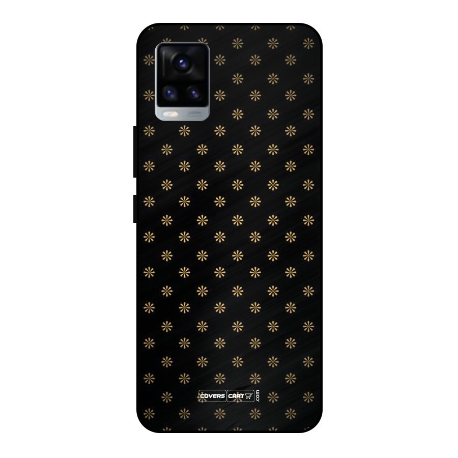 Golden Flowers Metal Back Case for Vivo V20 2021