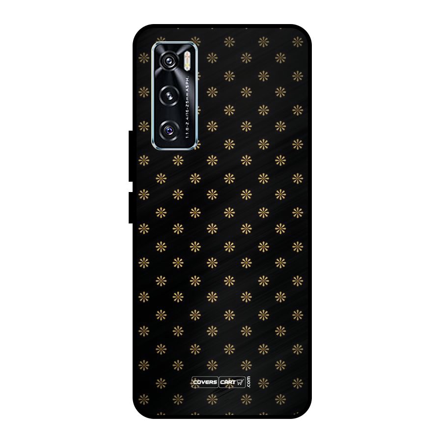 Golden Flowers Metal Back Case for Vivo V20 SE