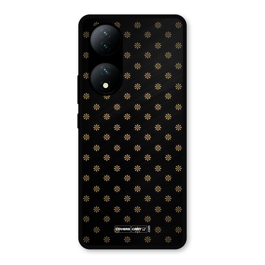 Golden Flowers Metal Back Case for Vivo Y100a