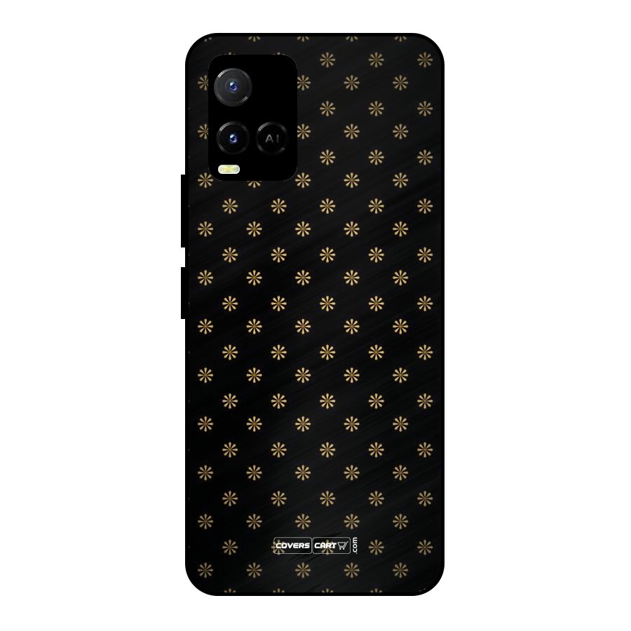 Golden Flowers Metal Back Case for Vivo Y21G