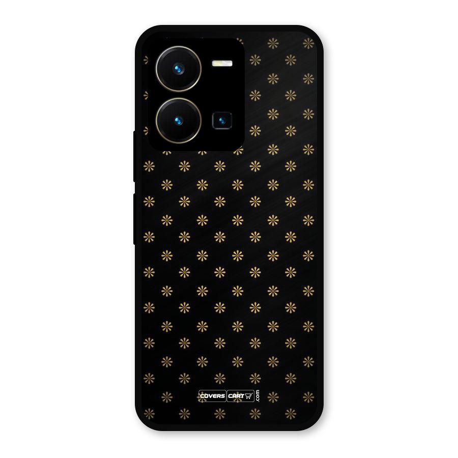Golden Flowers Metal Back Case for Vivo Y35