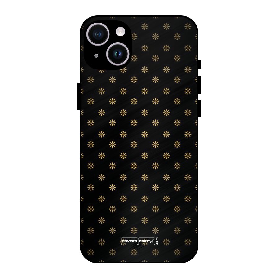 Golden Flowers Metal Back Case for iPhone 14 Plus