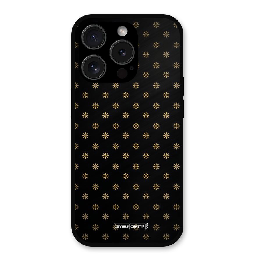 Golden Flowers Metal Back Case for iPhone 15 Pro