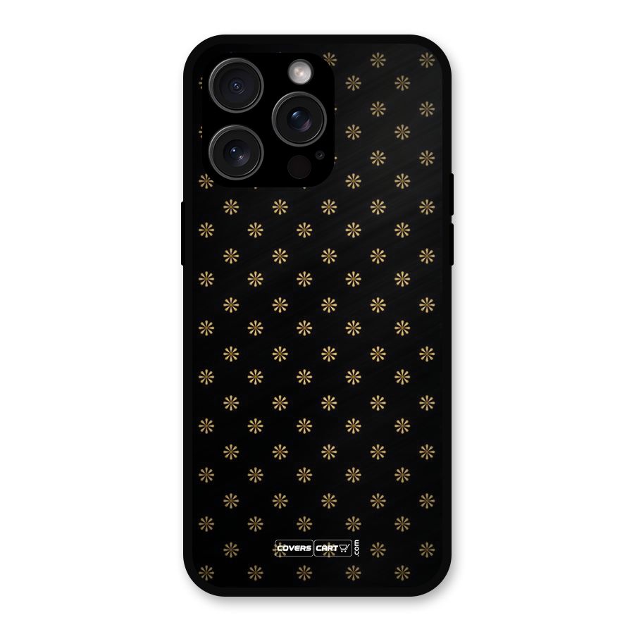 Golden Flowers Metal Back Case for iPhone 15 Pro Max