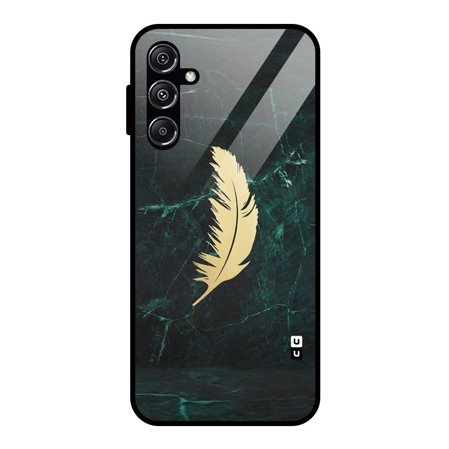 Golden Leaf Glass Back Case for Galaxy M34 5G