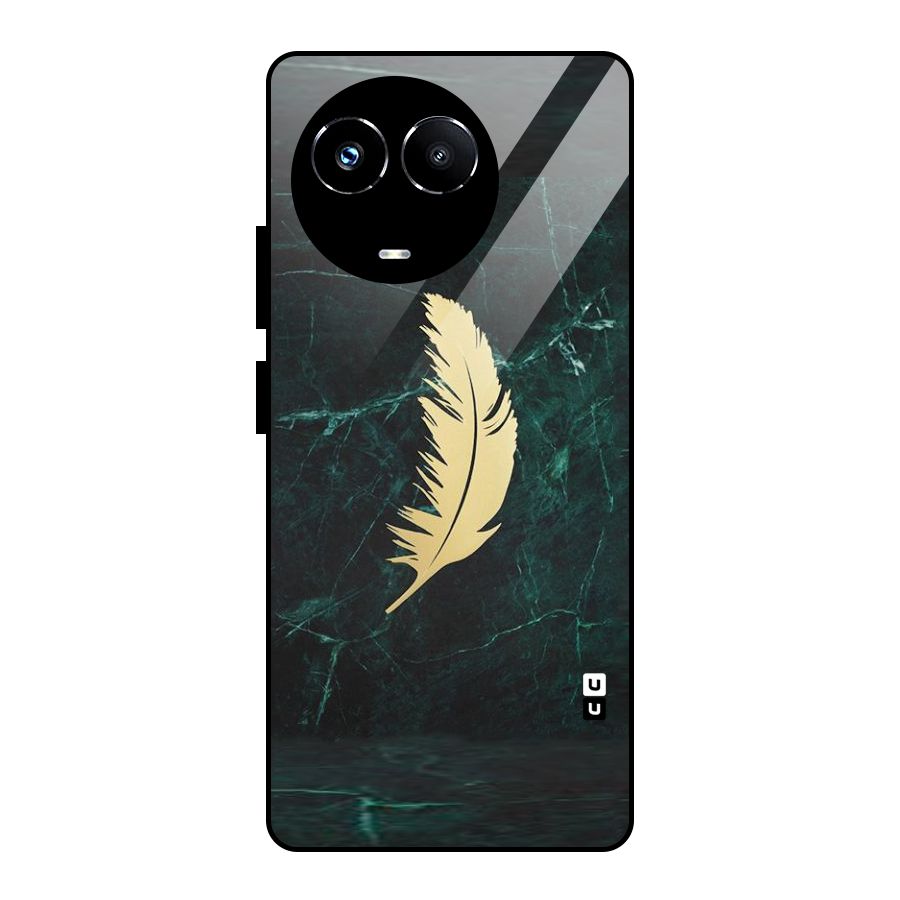 Golden Leaf Glass Back Case for Realme Narzo 60X