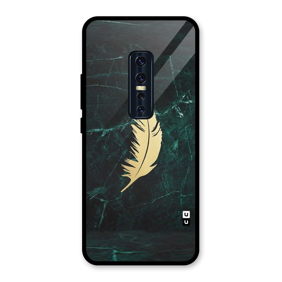 Golden Leaf Glass Back Case for Vivo V17 Pro